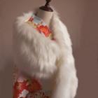Faux Fur Shawl Milky White - One Size