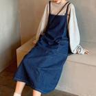 Lettering Pullover / Denim Midi Suspender Dress