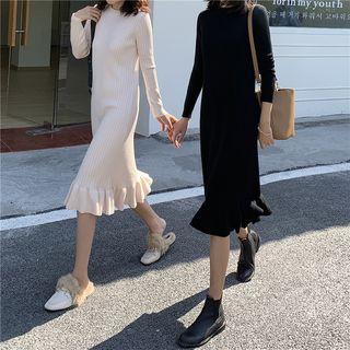 Long-sleeve Plain Mermaid Knit Dress