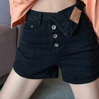 Irregular Buttoned Denim Shorts