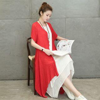 Set: Short-sleeve Light Jacket + Sleeveless Dress