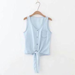 Pocketed Tie Waist Vest