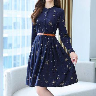 Star Print Midi A-line Dress