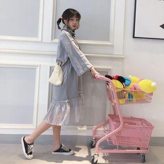 Ruffle Hem 3/4-sleeve Polo Dress