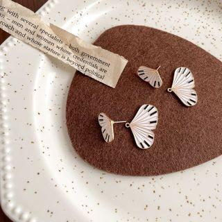 Butterfly Glaze Earring 1 Pair - Gold & White & Black - One Size