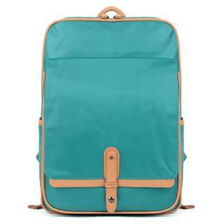 Contrast-trim Buckled Canvas Backpack