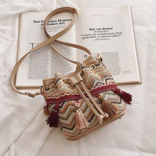 Tassel Detail Drawstring Bucket Bag