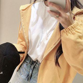 Kangaroo-pocket Hooded Zip-up Jacket