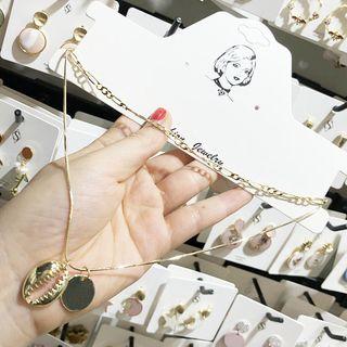 Alloy Shell & Disc Pendant Layered Necklace As Shown In Figure - One Size