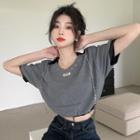 Short-sleeve Chained Grommet Polo Shirt