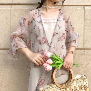 Floral Print Light Jacket As Shown In Figure - One Size