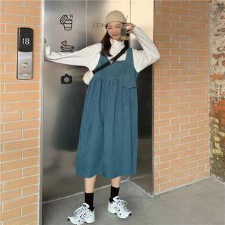 Long-sleeve High-neck Plain T-shirt / Plain Jumper Skirt