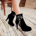 Platform Rhinestone Kitten-heel Ankle Boots