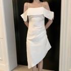 Short-sleeve Spaghetti-strap Asymmetric Dress
