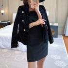 Set: Spaghetti Strap Mini Dress + Velvet Blazer