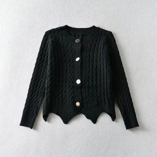 Asymmetrical Cable-knit Cardigan