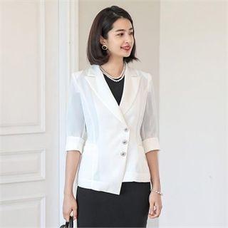 3/4-sleeve Asymmetric-hem Jacket