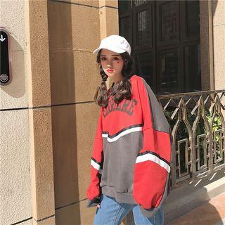 Long-sleeve Color-block Loose-fit Top