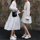 Long-sleeve A-line Chiffon Dress / Midi Dress