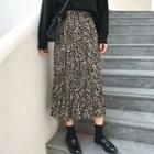 Leopard Print A-line Midi Skirt Leopard - Black & Brown - One Size