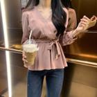 V-neck Lace-up Wrapped Top