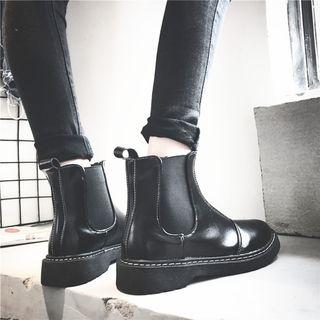 Faux Leather Platform Zip Ankle Boots