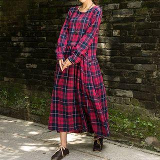 Plaid Maxi A-line Dress