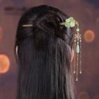 Retro Flower Hair Stick Green - One Size