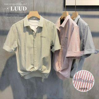 Short-sleeve Embroidered Striped Shirt (various Designs)