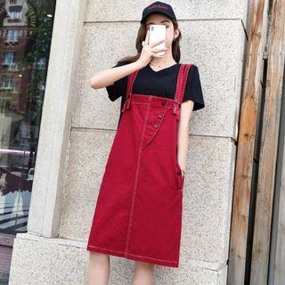 Short-sleeve T-shirt / Denim Jumper Dress / Set