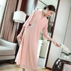 Embroidered 3/4-sleeve Traditional Chinese Midi Dress