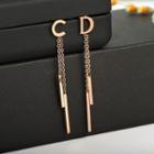 Lettering & Bar Fringed Earring Stud Earring - Non-matching - Letter C & D - One Size