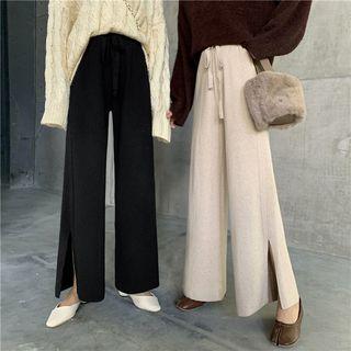 Drawstring Split Hem Knit Pants