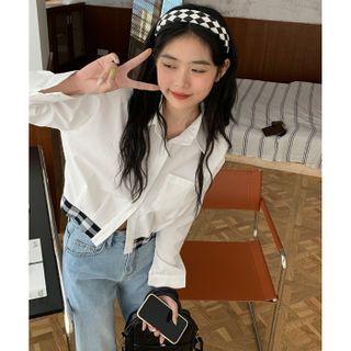 Gingham Panel Shirt White - One Size