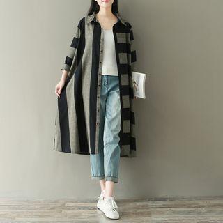 Wide-stripe Shirtdress