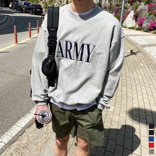 Army Embroidered Boxy Sweatshirt