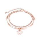 Simple Fashion Plated Rose Gold Geometric Square Double Bracelet Rose Gold - One Size