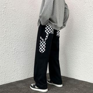 Checkerboard Pocket Loose Fit Pants