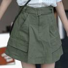 Belted A-line Cargo Skirt