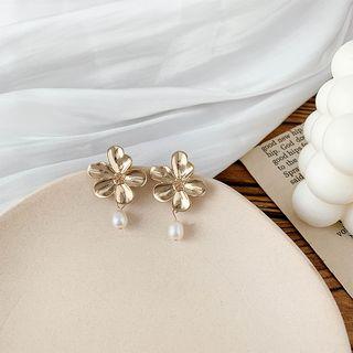 Faux Pearl Flower Dangle Earring 1 Pair - Faux Pearl & Flower - One Size