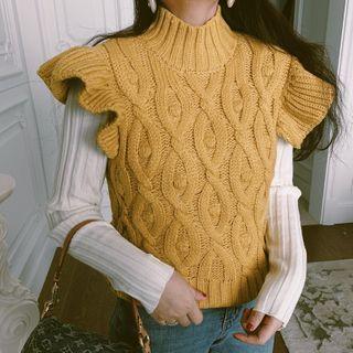Mock-neck Cable Knit Vest
