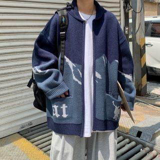 Long-sleeve Jacquard Zipped Knit Jacket