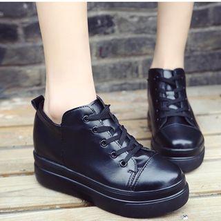 Platform Hidden-wedge Lace-up Shoes