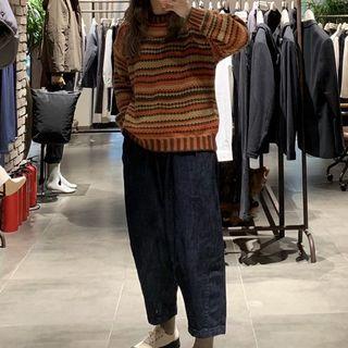 Striped Sweater Tangerine - One Size