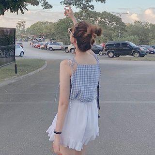 Gingham Camisole Top / Wide Leg Shorts