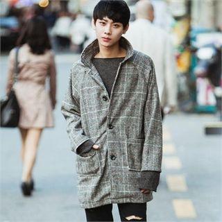 Glen-plaid Single-breasted Coat