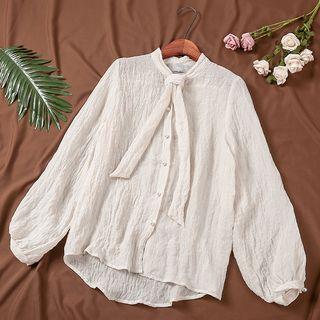 Lantern-sleeve Ruched Blouse