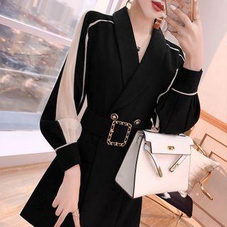 Double Breasted Belt-waist Coat Dress