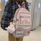 Lettering Multi-pocket Pvc Panel Backpack / Bag Charm / Badge / Set