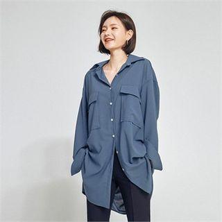 Boxy-fit Long Chiffon Blouse